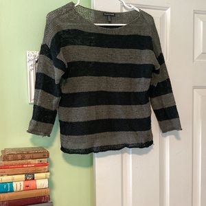 Eileen Fisher striped sweater imported yarn loose knit sheer XXS